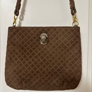 RARE Vintage (1970s) Ruth Saltz Suede Quilted Diamond Shoulder Strap Mod Handbag
